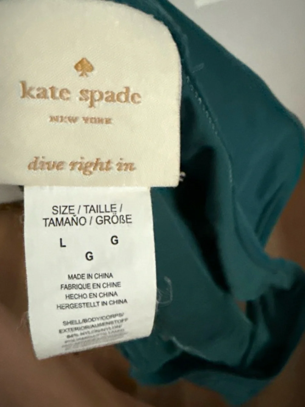 Teal Kate Spade Triangle Bikini With Bottoms, Both Pieces Size L. Good Condition